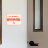 Classic Framed Plus Children Must Be Accompanied by an Adult Door or Wall Sign | Medical Facility Greeting & Reception