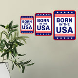 Portrait Round Plus Born in the USA Door or Wall Sign | Easy Installation | Patriotic Stars and Stripes USA Pride Sign