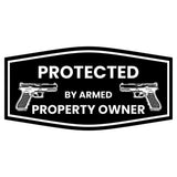 Signs ByLITA Fancy Protected by Armed Property Owner (Handgun) Door or Wall Sign | Home Security Warning Sign
