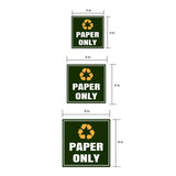 Square Plus Paper Only Wall or Door Sign | Eco-Friendly Recycling