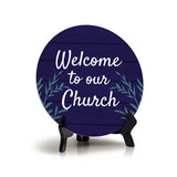 Welcome to Our Church Circle Table Sign with Acrylic Stand (5x5