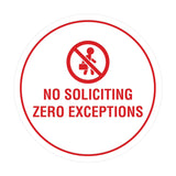 Circle No Soliciting Zero Exceptions Wall or Door Sign