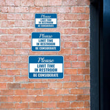 Classic Framed Plus Please Limit Time In Restroom – Be Considerate Door or Wall Sign | Bathroom Signs