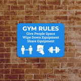 Classic Framed Plus Gym Rules: Give People Space Wipe Down Equipment Share Equipment Door or Wall Sign | Gym Etiquette
