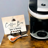 Coffee Bar. Love is Brewing Table Sign with Easel Stand, 6" x 8"