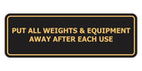 Signs ByLITA Standard Put All Weights & Equipment Away After Each Use Door or Wall Sign Durable ABS Plastic | Laser Engraved | Easy Installation | Elegant Design