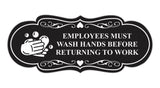 Designer Employees Must Wash Hands Before Returning To Work (Soap) Wall or Door Sign