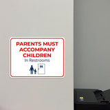 Classic Framed Plus Parents Must Accompany Children In Restrooms Door or Wall Sign | Child Safety Business Signs