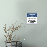 Square Plus Gamer's Lair: Enter Only if You Bring Snacks Wall or Door Sign | Easy Installation | Gaming Room Signage