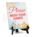 Signs ByLita Please Wash Your Hands, Blue Watercolor Table Sign (6 x 8