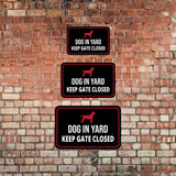Classic Framed Plus Dog in Yard Keep Gate Closed Wall or Door Sign | Home Security Signage