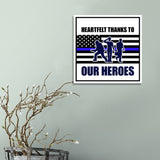 Square Plus Heartfelt Thanks to Our Heroes Wall or Door Sign | USA Flag | Police First Responders Appreciation Signage
