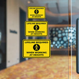 Classic Framed Plus Lifeline Required When Working at Heights Door or Wall Sign | Miscellaneous Warning Signs - Industrial & Construction