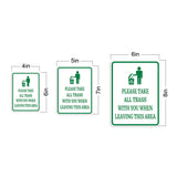 Portrait Round Plus Please Take All Trash With You When Leaving This Area Door or Wall Sign | Health & Safety Signage