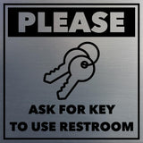Signs ByLITA Square Please Ask For Key To Use Restroom Door or Wall Sign | Public Signage