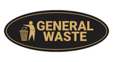 Signs ByLITA Oval General Waste Sign - Laser-Engraved Lettering | Durable ABS Plastic | Vibrant Colors | Powerful Foam Tape