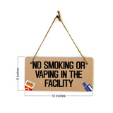 No Smoking or Vaping in The Facility 5x10 Hanging Plus Wall or Door Sign | Public Spaces Decor
