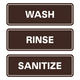 All Quality Standard WASH RINSE SANITIZE Set of 3 Bay Sink Signs - Restaurant & Commercial Kitchen Sink Signs - Easy to Install