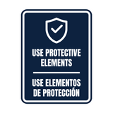 Signs ByLITA Portrait Round Use Protective Elements Door or Wall Sign | Spanish Bilingual Warehouse Health and Safety Signs