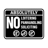 Signs ByLITA Classic Framed Absolutely No Loitering No Panhandling No Soliciting Wall or Door Sign