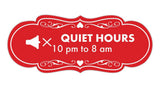 Signs ByLITA Designer Quiet Hours 10 pm to 8 am Wall or Door Sign