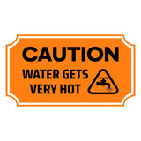 Notched Standard Caution Water Gets Very Hot Wall or Door Sign | Safety & Caution