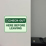 Classic Framed Plus Check-Out Here Before Leaving Door or Wall Sign | Medical Facility Greeting & Reception