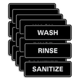 All Quality Standard WASH RINSE SANITIZE Set of 3 Bay Sink Signs - Restaurant & Commercial Kitchen Sink Signs - Easy to Install