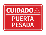 Signs ByLITA Classic Framed Cuidado Puerta Pesada Door or Wall Sign Easy Installation | Health And Safety | Building And Hospitality