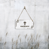 Sacristy 5x10 Hanging Plus Wall or Door Sign | Church Rustic Wood Sign