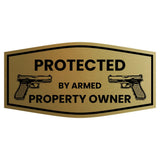Signs ByLITA Fancy Protected by Armed Property Owner (Handgun) Door or Wall Sign | Home Security Warning Sign