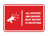 Signs ByLITA Classic Framed All Visitors And Drivers Must Report To Reception Door or Wall Sign Easy Installation | Health And Safety | Building And Hospitality Signs