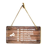 Sales & Solicitation | Rustic Oak Wood 5 x 10" Hanging Signs