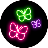 Circle Plus Butterfly Neon Graphic Style Wall or Door Sign | Live Streamer Gaming Themed Decoration