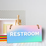 Restroom 5x10 Hanging Plus Wall or Door Sign | Rustic Twine | Range of Vibrant Decor Styles | Bathroom Signs For Home and Business
