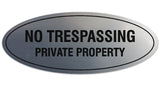 Signs ByLITA Oval No Trespassing Private Property Sign - Laser-Engraved Lettering | Durable ABS Plastic | Vibrant Colors | Powerful Foam Tape