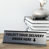 Signs ByLITA Collect Your Delivery Order Here Black Frame Desk Sign (2x8")