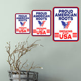 Portrait Round Plus Proud American Roots: Growing in the USA Door or Wall Sign | Easy Installation | Patriotic Stars and Stripes USA Pride Sign