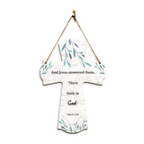 And Jesus answered them, “Have faith in God." Mark 11:22 11.5" x 8" Cross Hanging Sign | Rustic Twine | Inspiring Religious Bible Decor