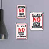 Portrait Round Plus Keep Out No Hunting Fishing Trespassing Wall or Door Sign | Public Signage