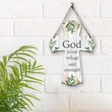 God is our refuge and strength Cross Hanging Sign | Rustic Twine | Inspiring Religious Bible Decor