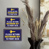 Classic Framed Plus Please Return Restroom Key To Front Desk Wall or Door Sign | Friendly Public Bathroom Signage
