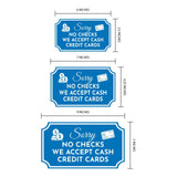 Notched Standard 'Sorry No Checks We Accept Cash Credit Cards' Wall or Door Sign | Customer Interaction Sign