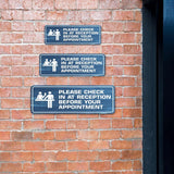 Standard Plus Please Check In At Reception Before Your Appointment Wall or Door Sign | Office Public Signage