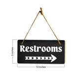 Restrooms Right Arrow 5x10 Hanging Plus Wall or Door Sign | Bathroom Decor