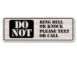 Standard Plus Do Not Ring Bell or Knock Please Text or Call Wall or Door Sign | Home & Office Decor