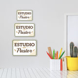 Classic Framed Plus Estudio del Pastor — Pastor's Study Door or Wall Sign | Spanish - Church Room & Area Signs