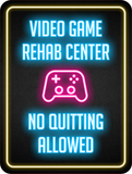 Portrait Round Plus Video Game Rehab Center: No Quitting Allowed Wall or Door Sign | Easy Installation | Gaming | Home Decor