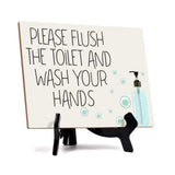 Signs ByLITA Please Flush The Toilet And Wash Your Hands, Hygiene Table Sign, 6" x 8"