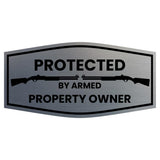Signs ByLITA Fancy Protected by Armed Property Owner (Shotgun) Door or Wall Sign | Home Security Warning Sign